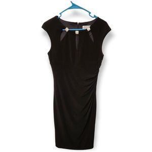 Eliza J Black Form Fitting Midi Black Dress Size 2